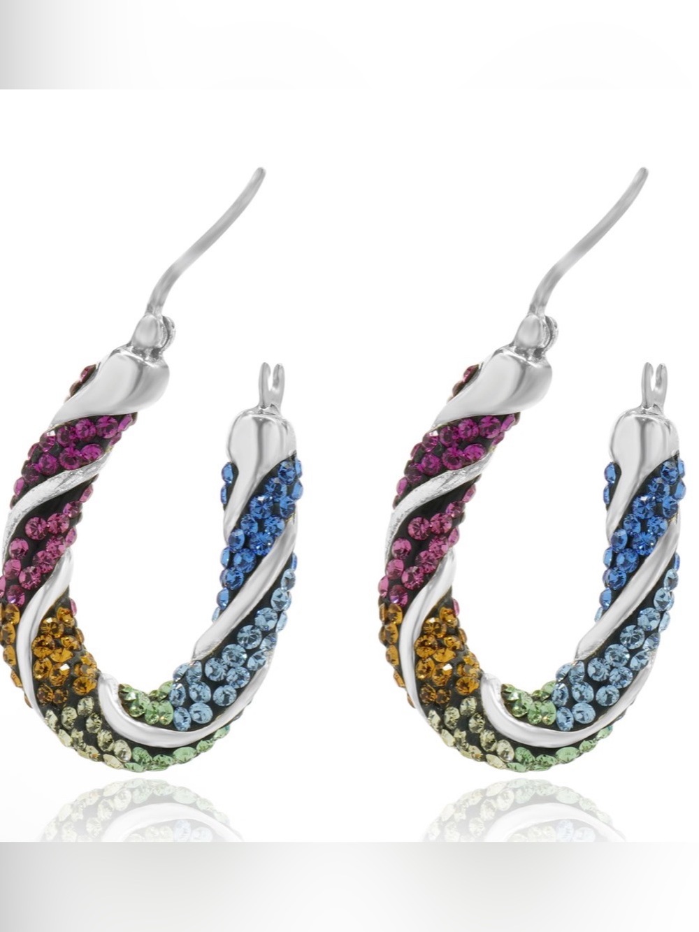 Swarovski Multicolor Crystal Twisted Hoop Earrings